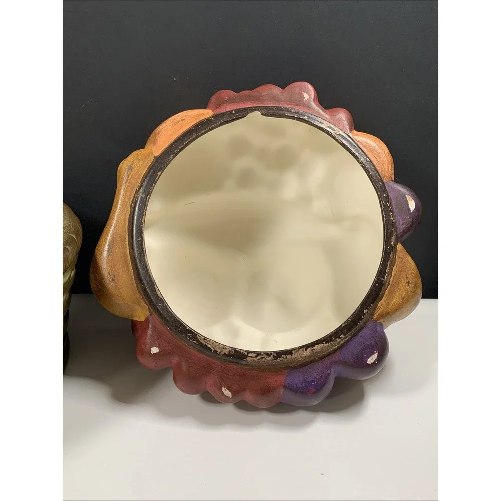 Ceramic Fruit Basket Cookie Jar Hand Painted Harvest Canister PH Mark 1975 Vtg